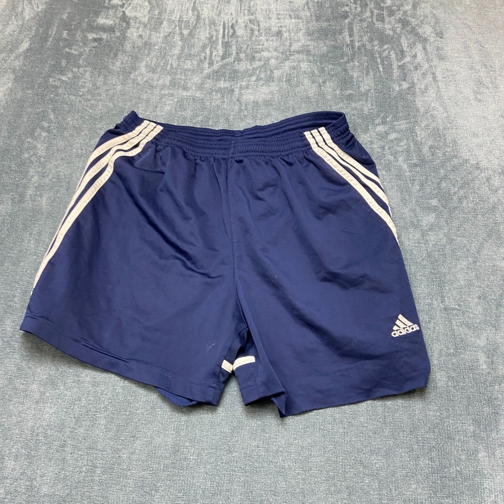 Adidas Running Shorts Mens XL Blue 3-Striped Drawstring Gym Sports Wear Workout
